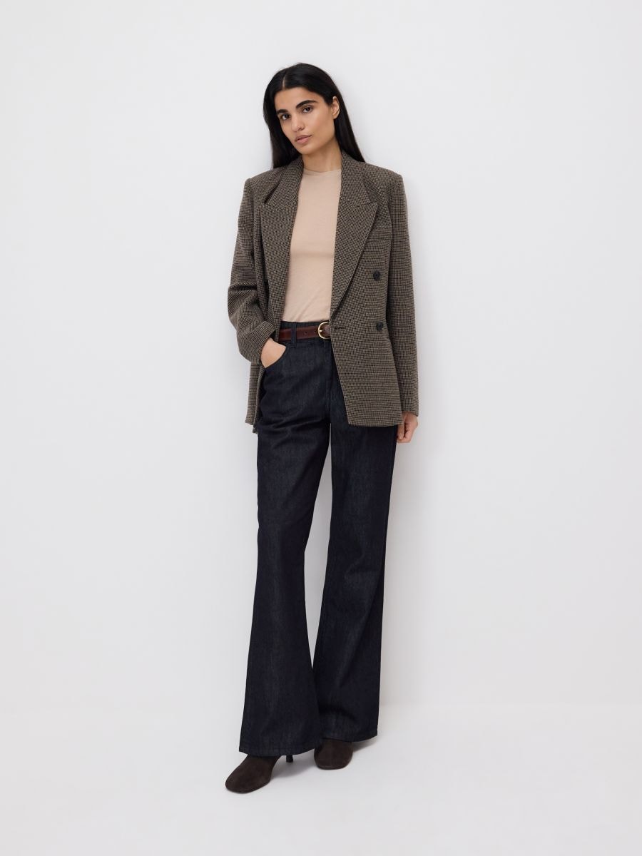 Double breasted blazer with wool blend - multicolor - RESERVED