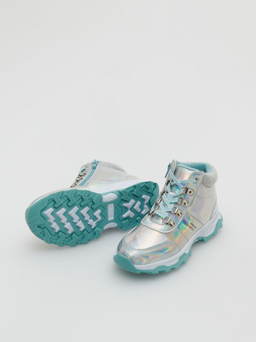 Holographic ankle boots - light turquoise - RESERVED