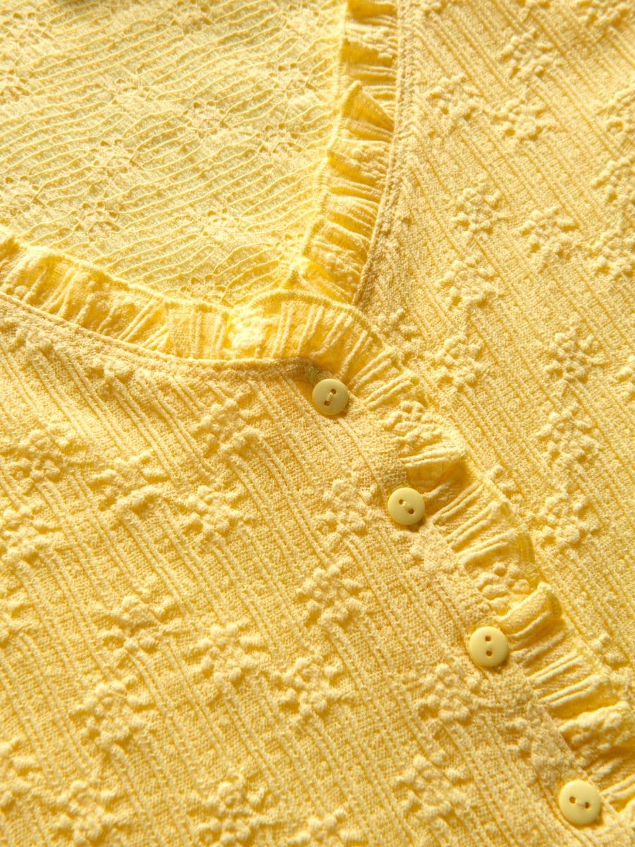 Blouse with embossed pattern - light yellow - RESERVED - 4