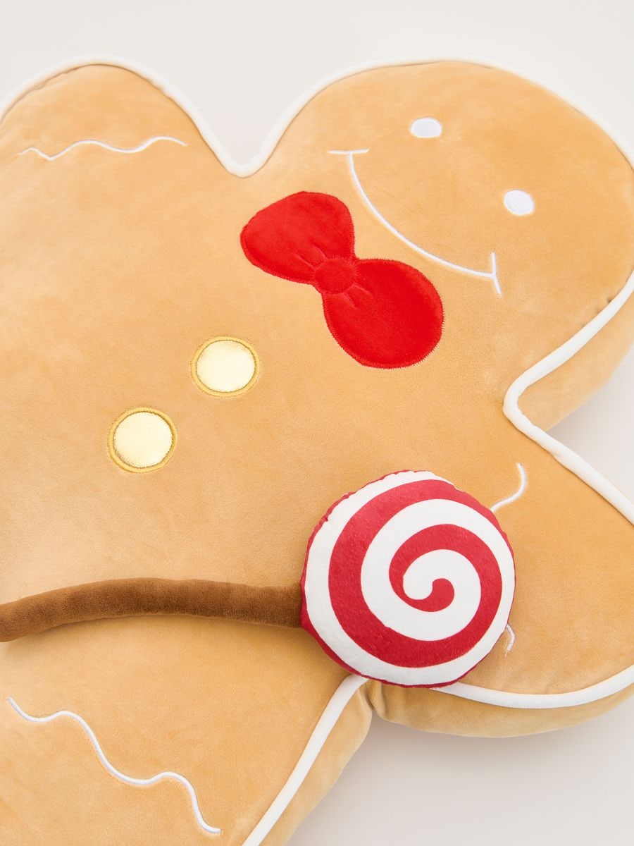 Kerstkussen in de vorm van een peperkoekmannetje - beige - RESERVED - 2