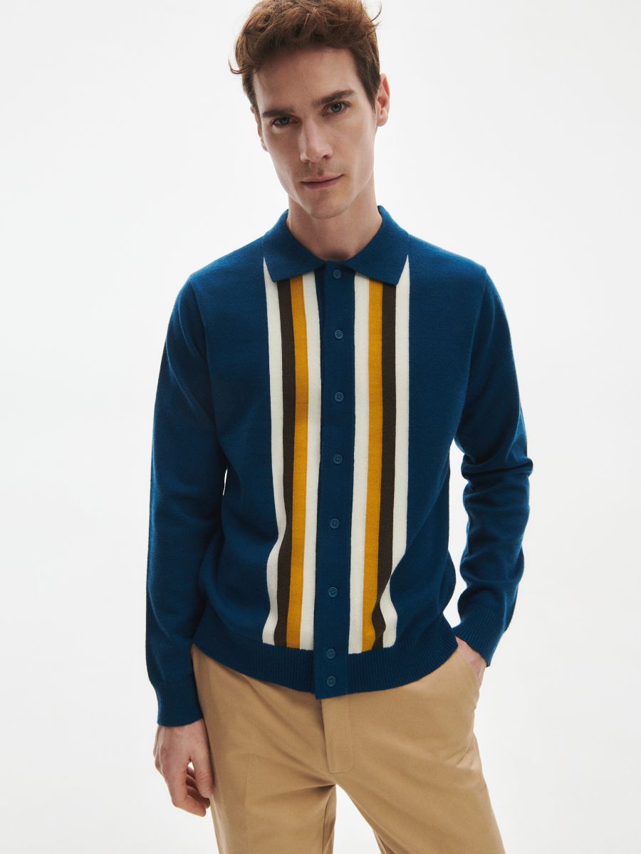 Cardigan cu guler - indigo - RESERVED