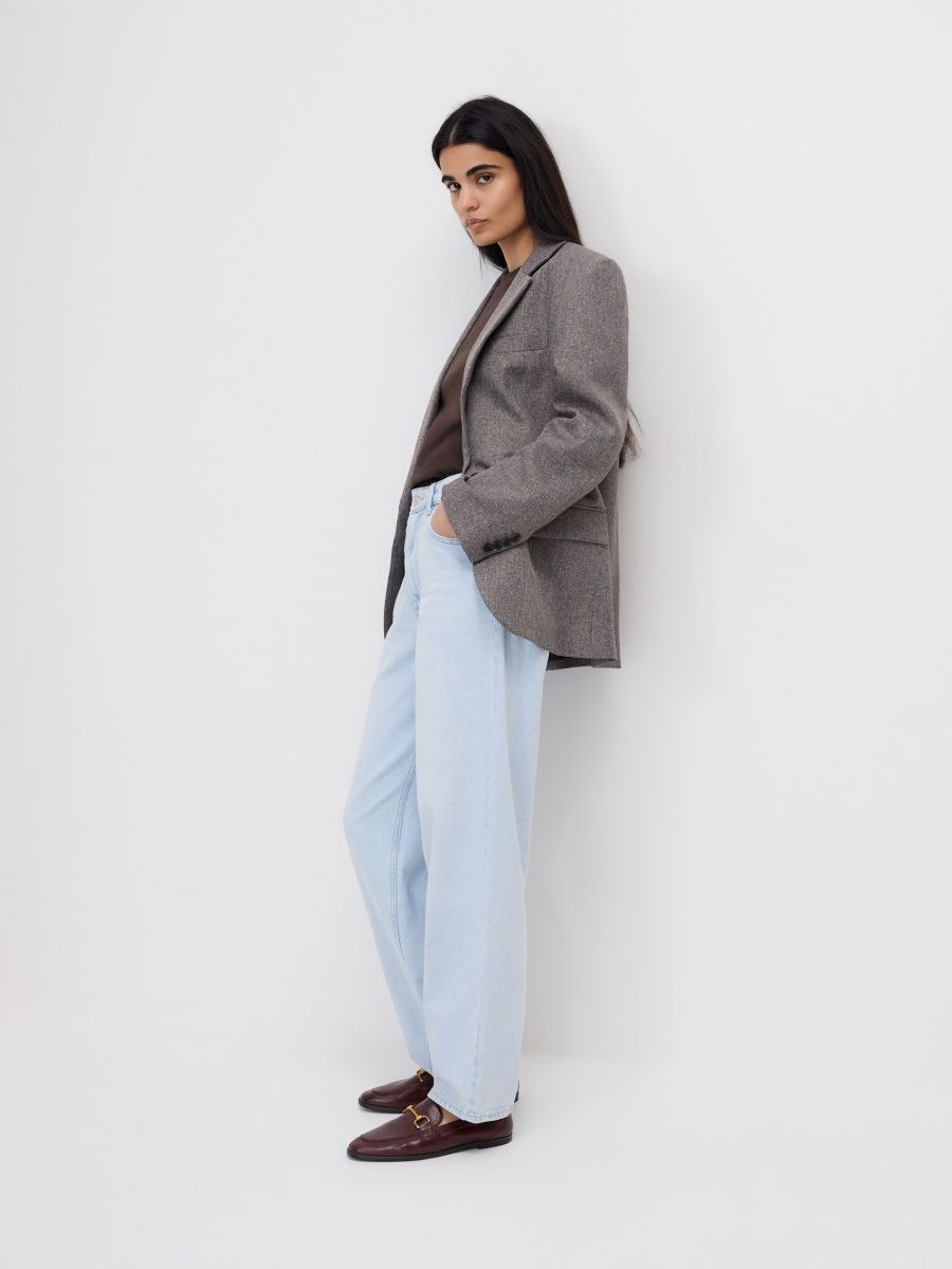 Single-breasted blazer - brown - RESERVED