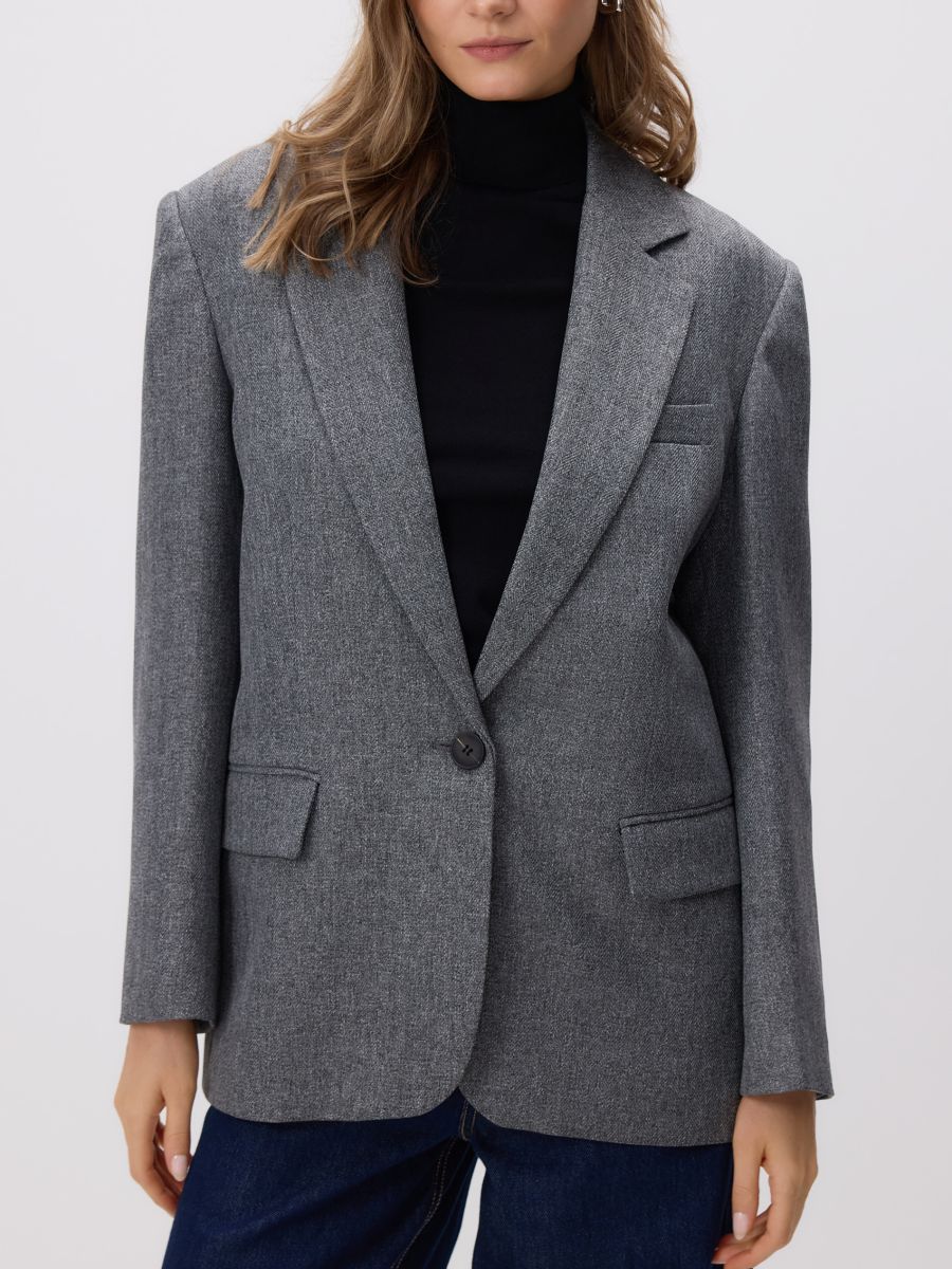 Blazer cu un singur nasture - gri-închis - RESERVED