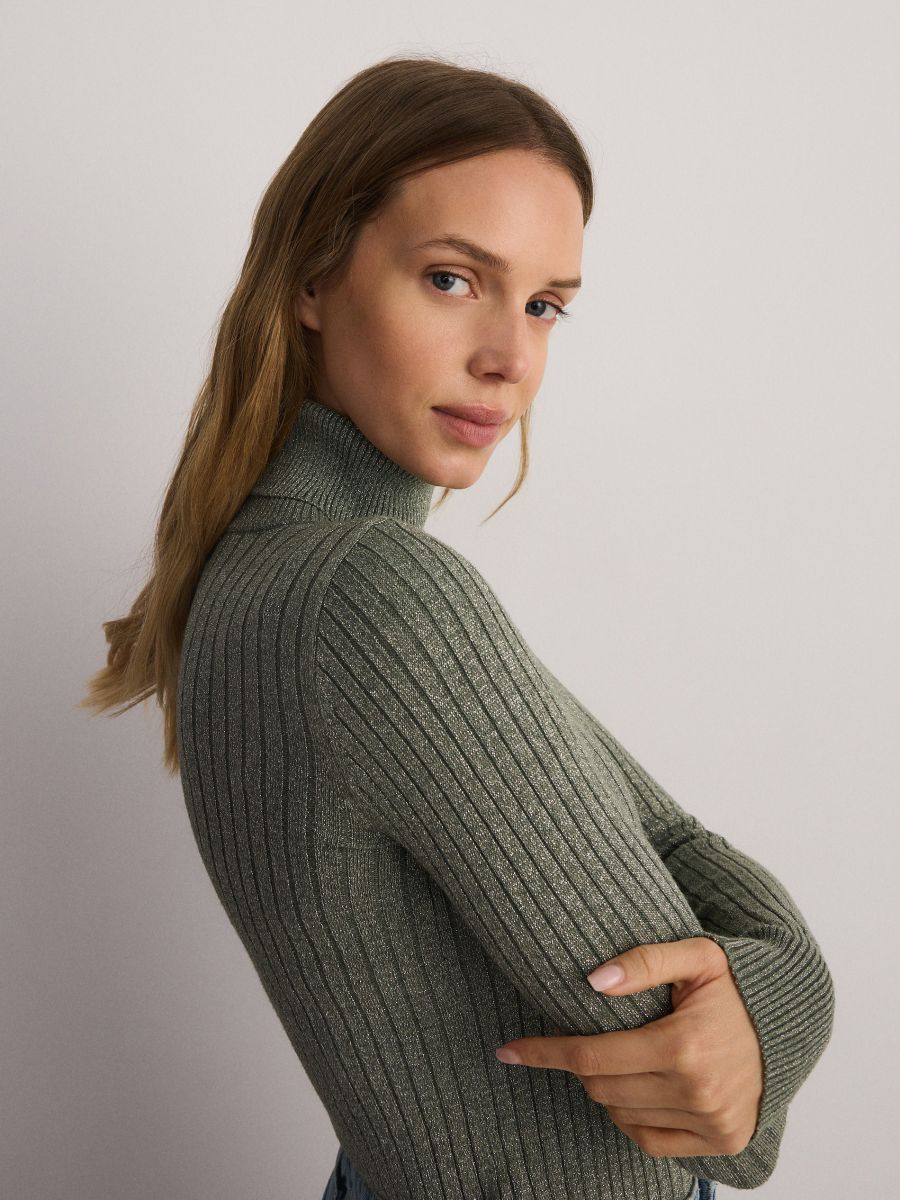 Shimmery turtleneck - khaki - RESERVED - 3