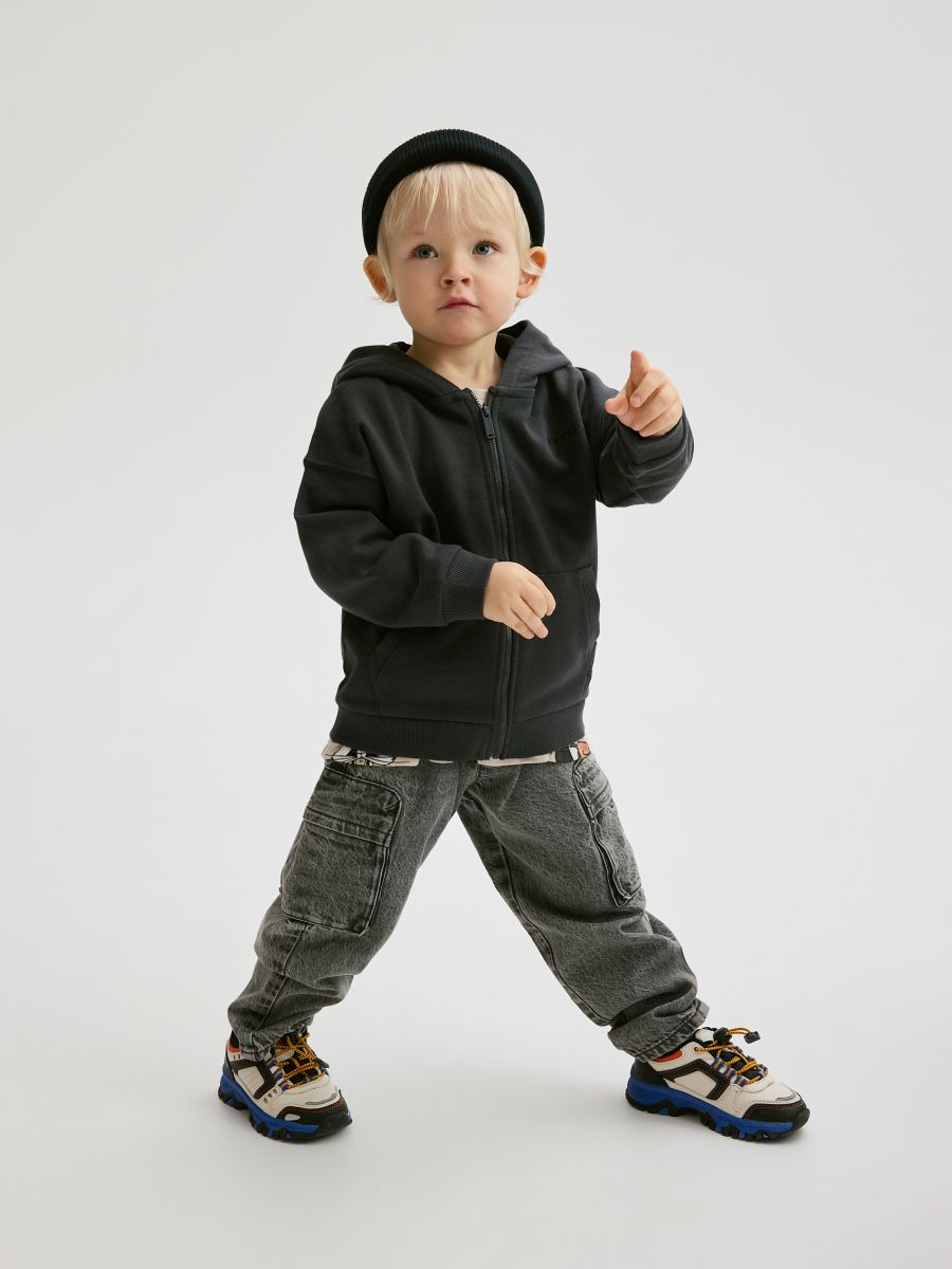 Sweatshirt com capuz com fecho de correr - CINZENTO ESCURO - RESERVED - 6