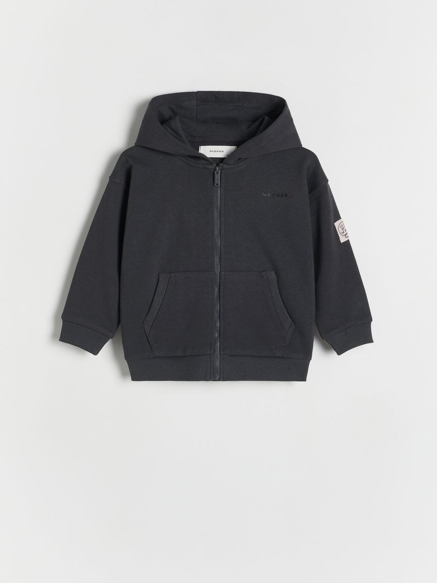 Sweatshirt com capuz com fecho de correr - CINZENTO ESCURO - RESERVED - 2