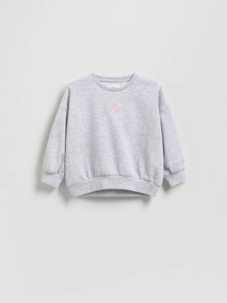 Sweatshirt with embroidery detailing - light grey - RESERVED