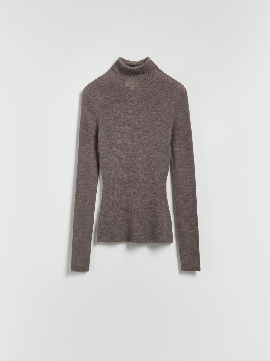 Wool turtleneck - beige - RESERVED