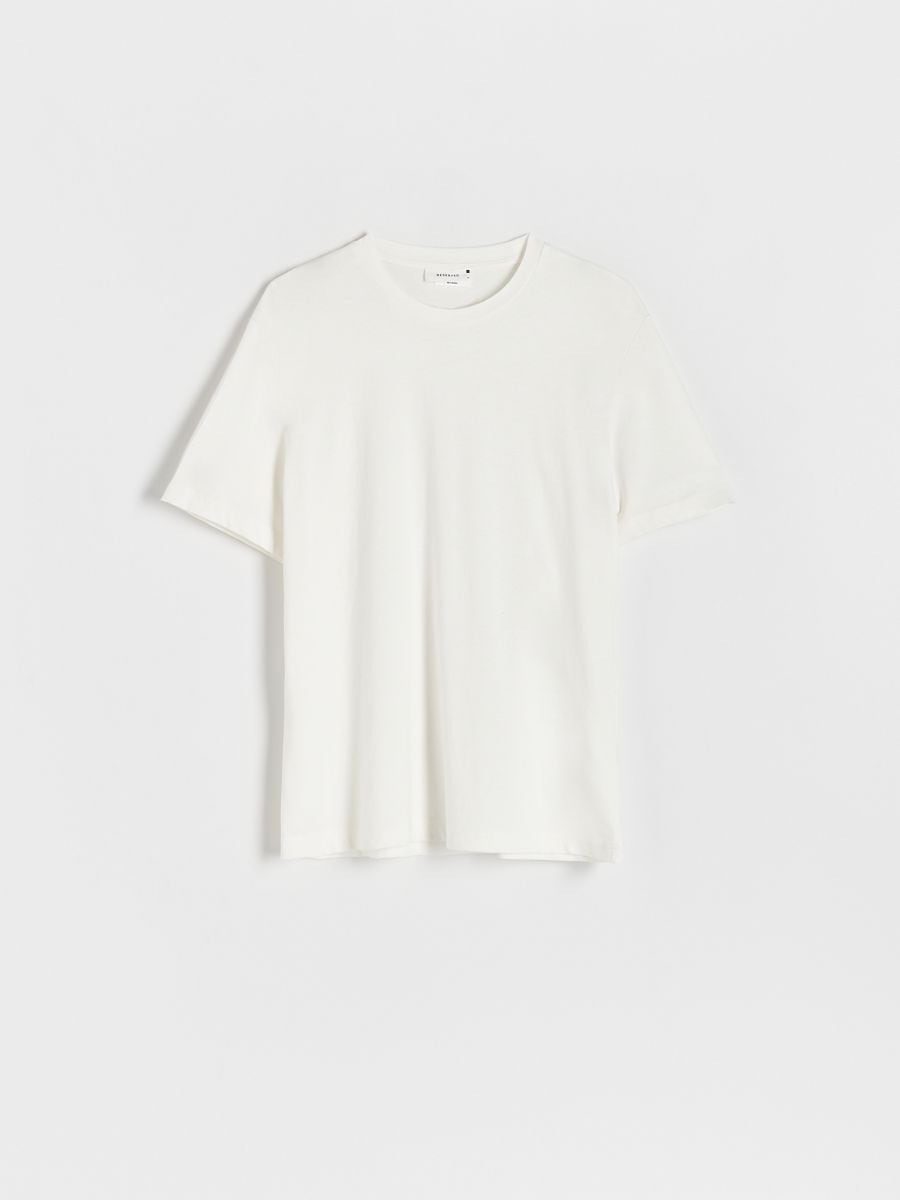 T-shirt à coupe regular en soie mélangée - Blanc - RESERVED