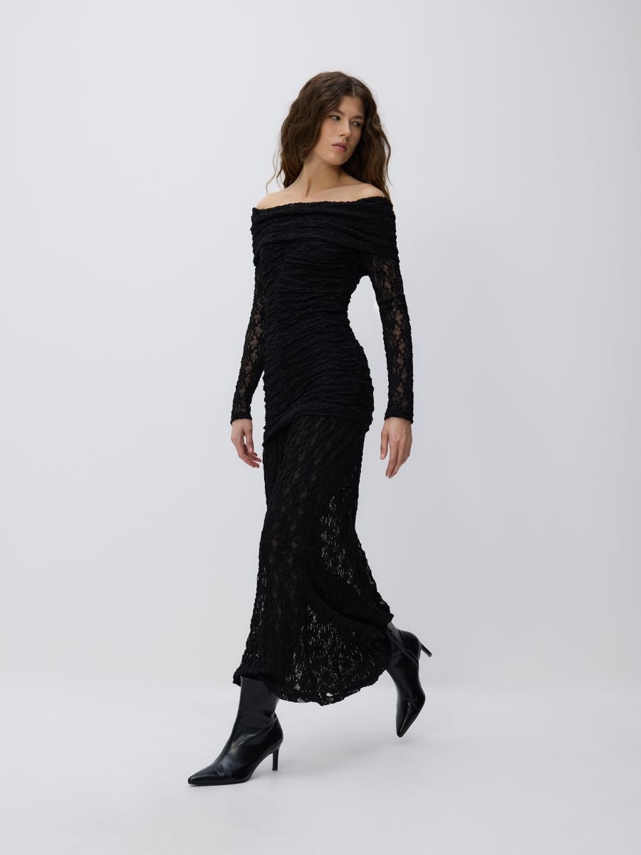 Rochie maxi structurată - negru - RESERVED