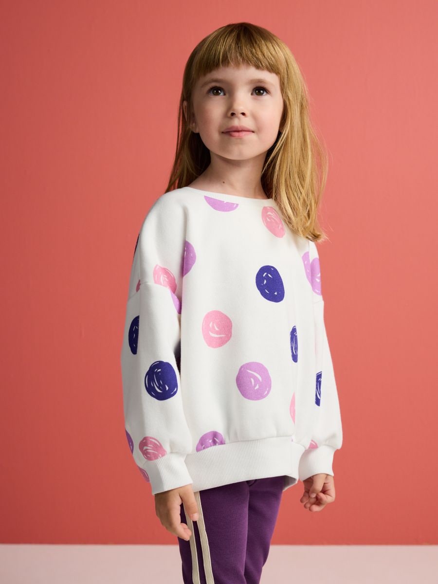 Patterned cotton sweatshirt - cream - RESERVED