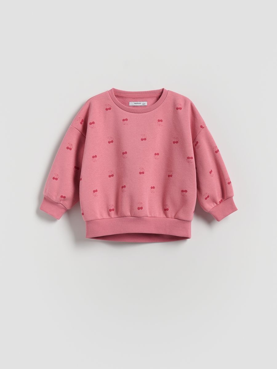 Patterned cotton sweatshirt - pink - RESERVED
