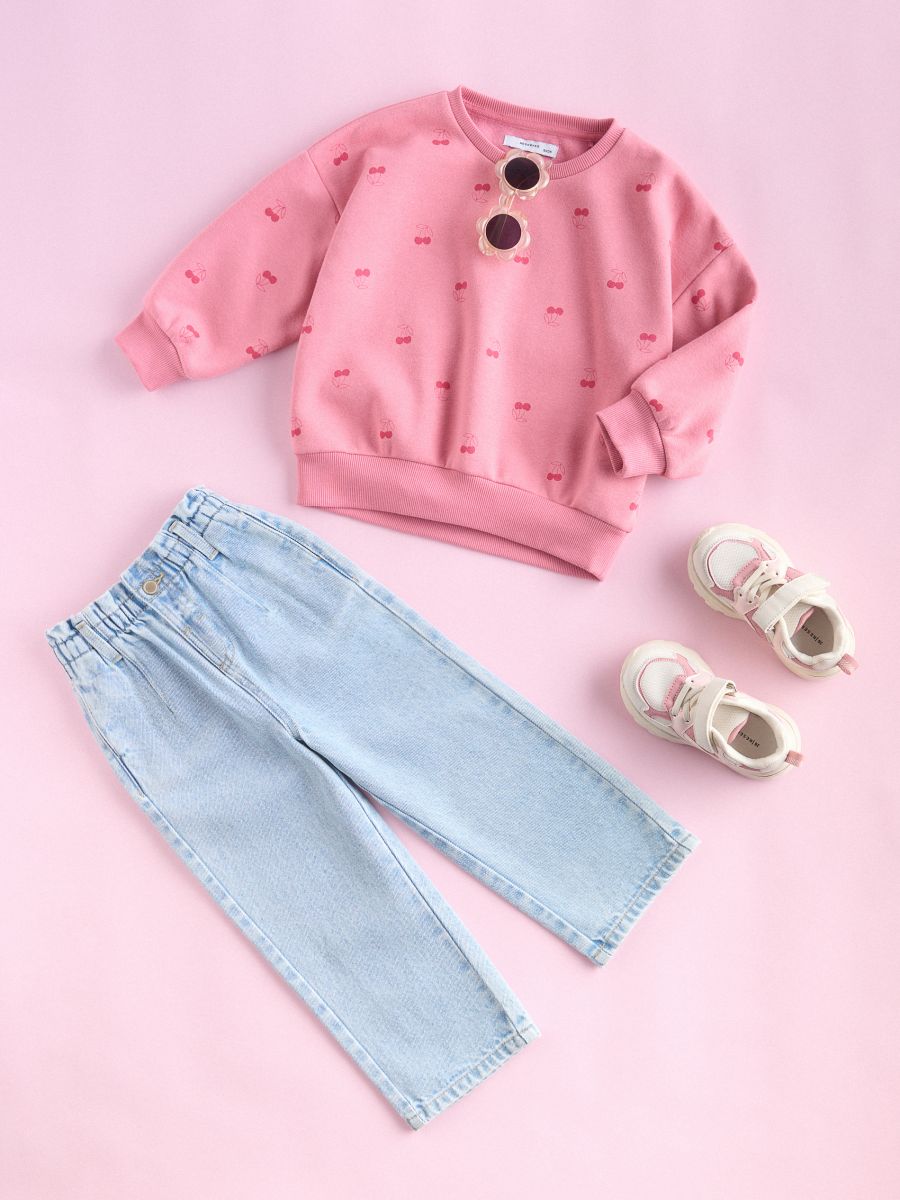 Patterned cotton sweatshirt - pink - RESERVED