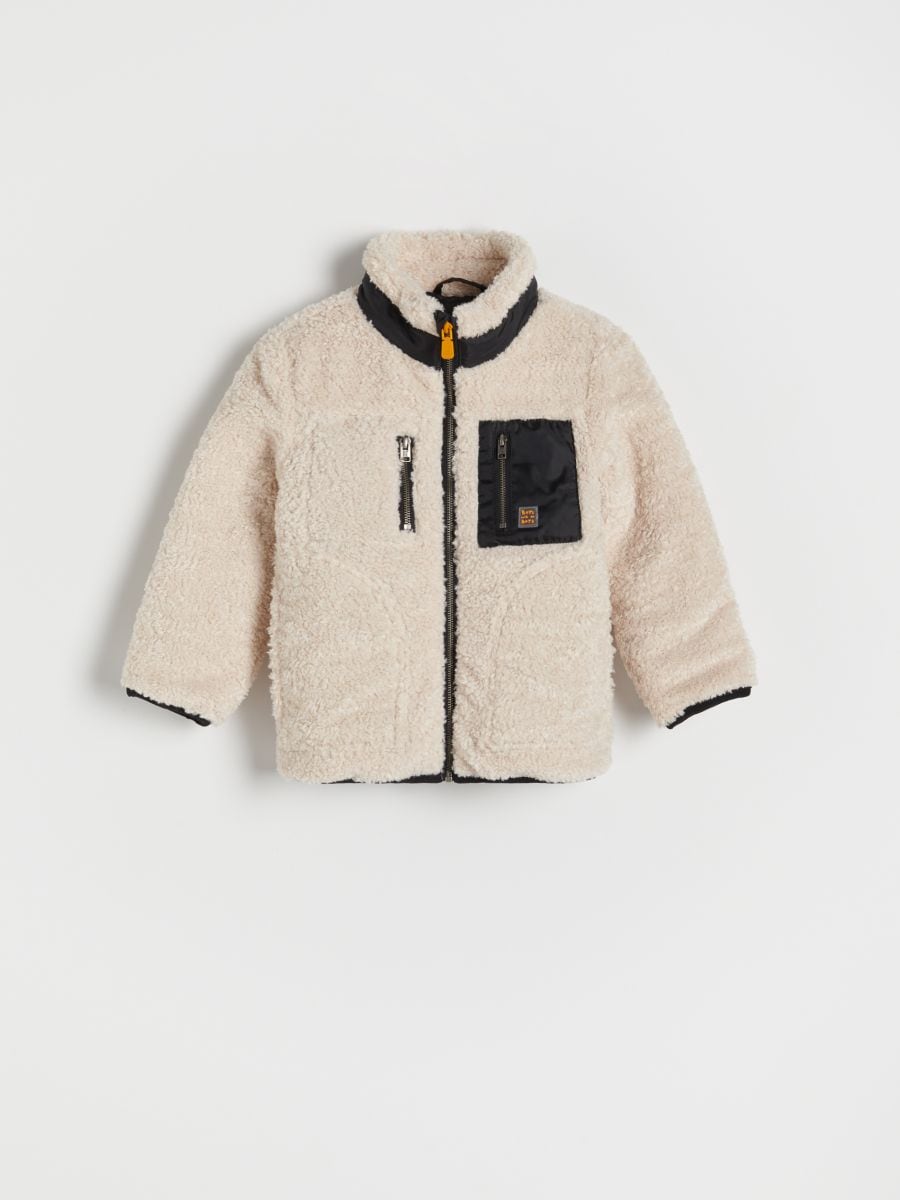 Sherpa jacket with stand up collar - cream - RESERVED - 2