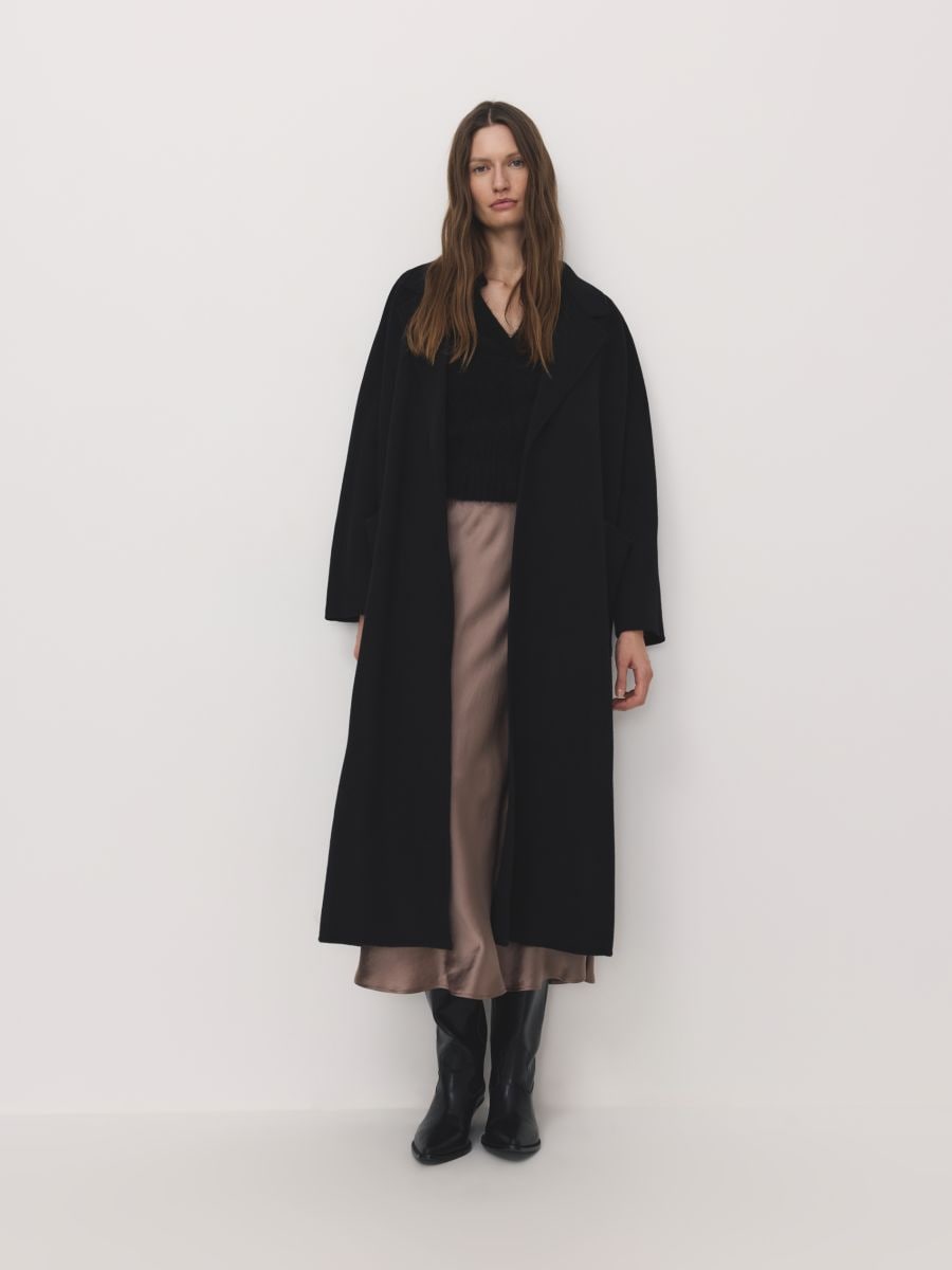 Longline wool blend coat - black - RESERVED