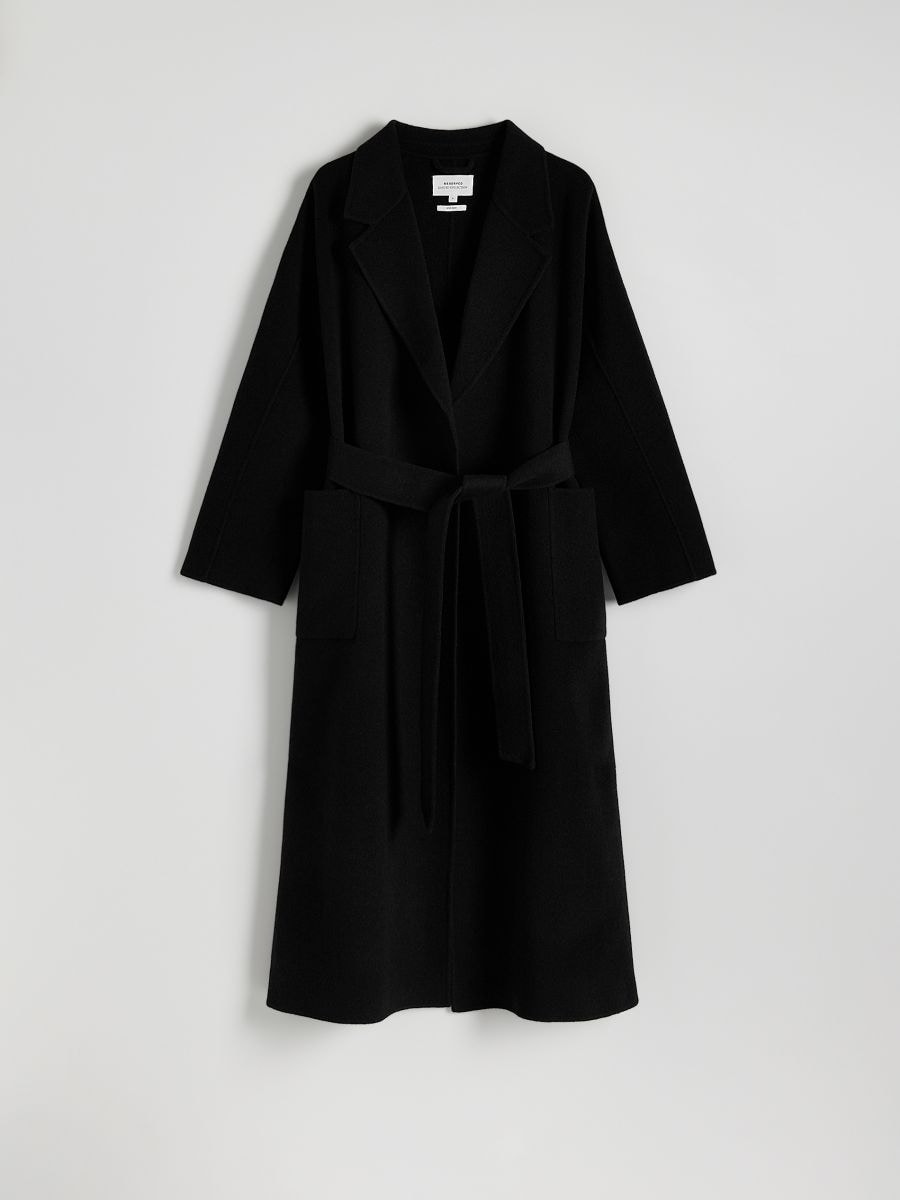 Longline wool blend coat - black - RESERVED