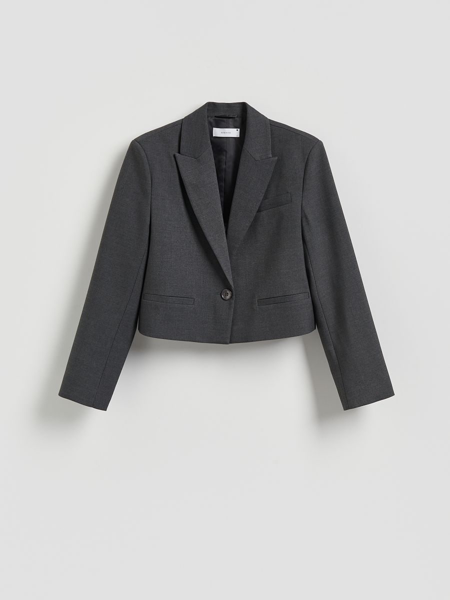 Cropped blazer - mid grey - RESERVED