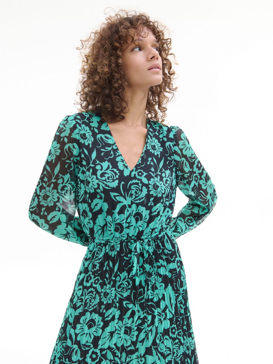 Patterned dress with pleats - multicolor - RESERVED - 3