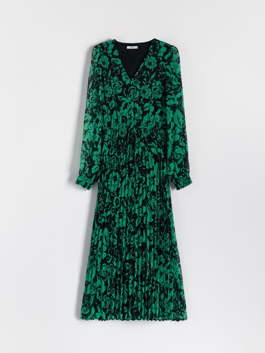 Patterned dress with pleats - multicolor - RESERVED - 4