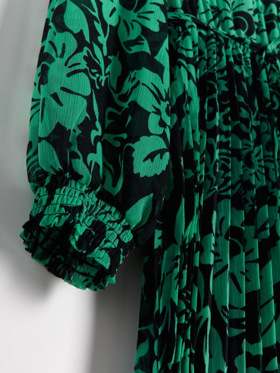 Patterned dress with pleats - multicolor - RESERVED - 5