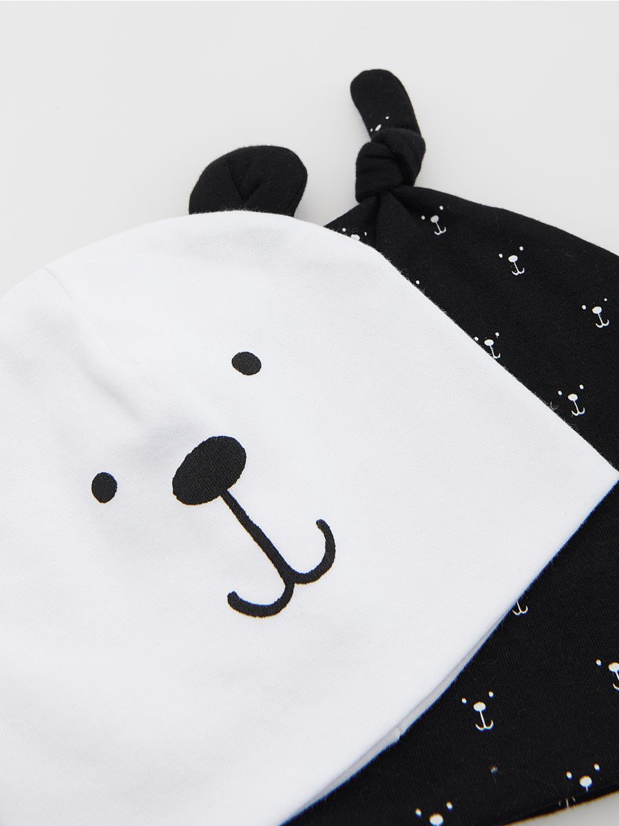Beanies mit Bärenmotiv, 2er-Pack - schwarz - RESERVED - 2