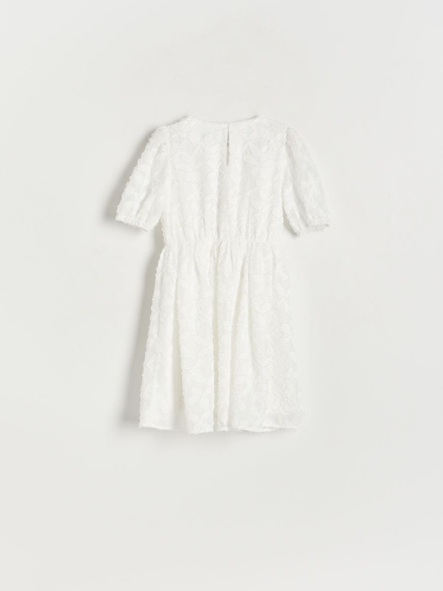 Robe à motif structurée - Blanc - RESERVED - 5