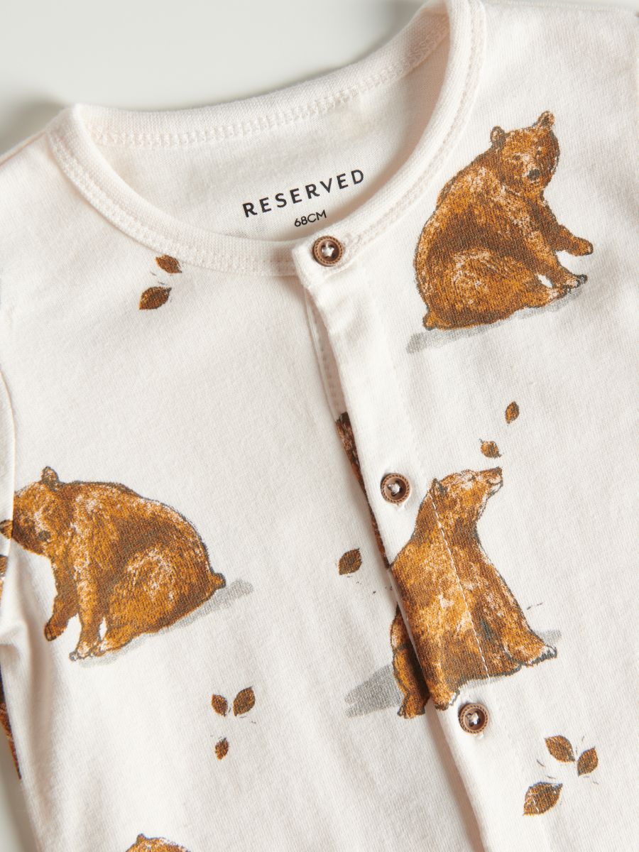 Bear pattern romper - beige - RESERVED - 3