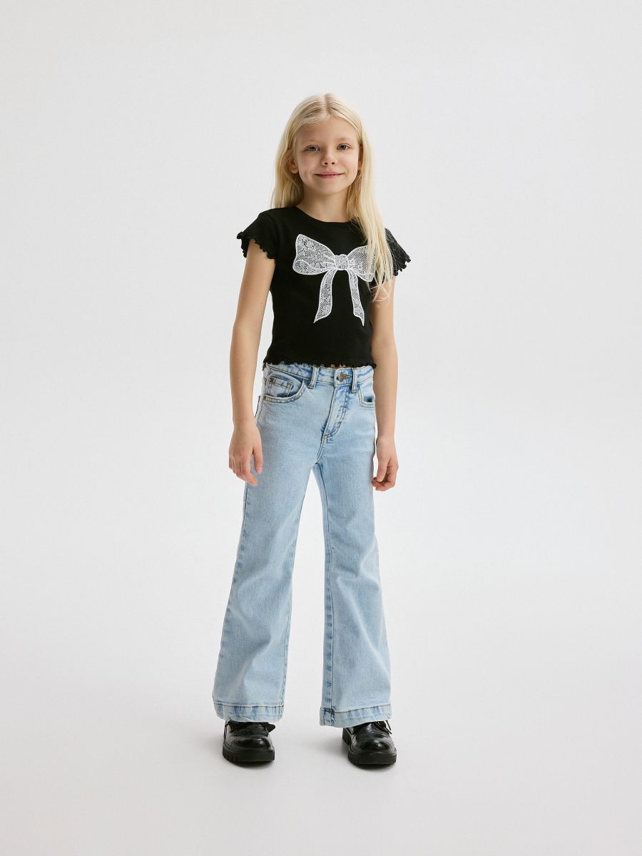 T-shirt with with bow detail - black - RESERVED - 3