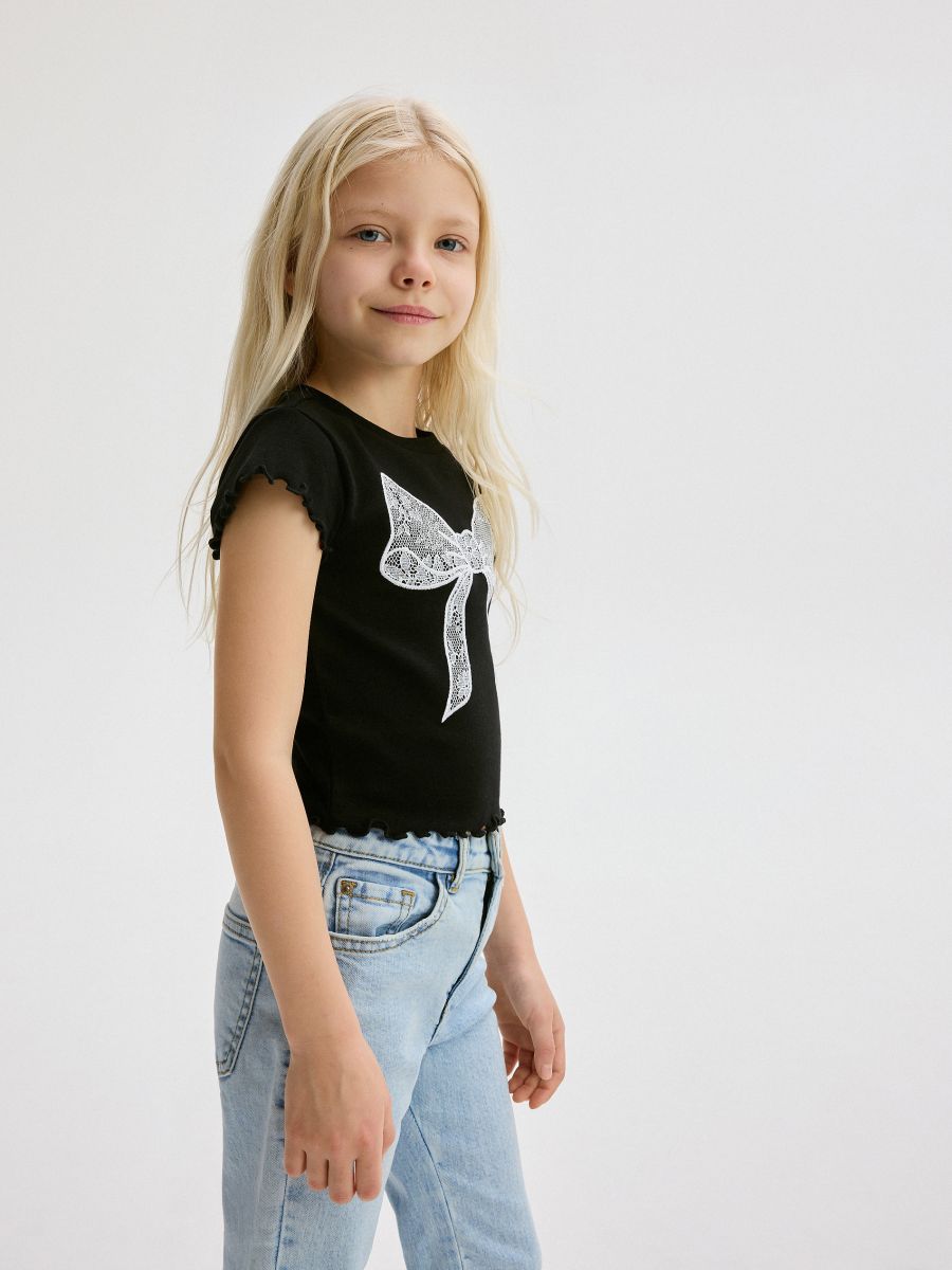 T-shirt with with bow detail - black - RESERVED - 5