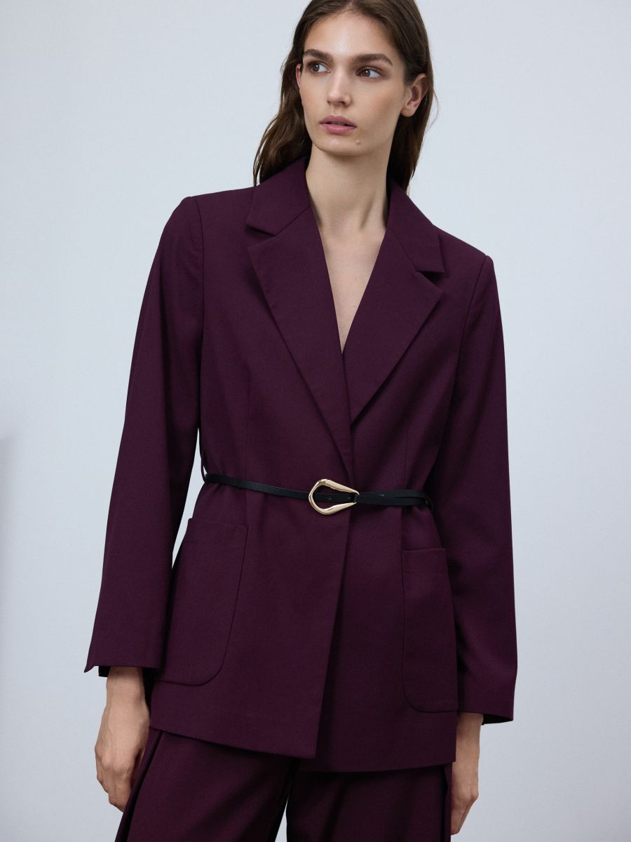 Blazer with decorative belt - mahogany - RESERVED
