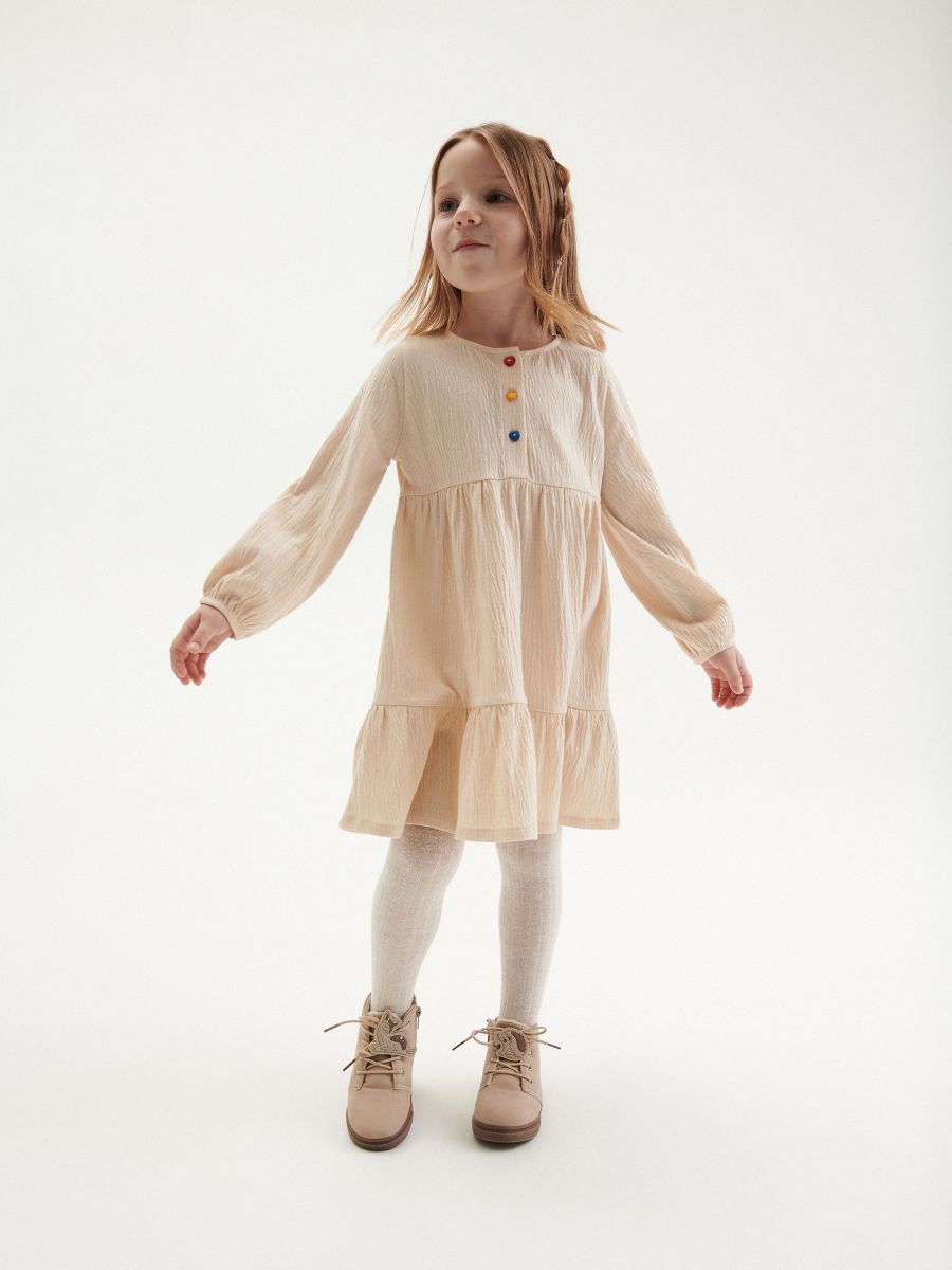 Dress with decorated buttons - beige - RESERVED - 6