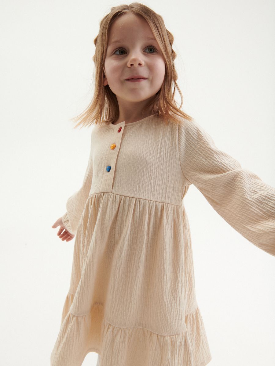 Dress with decorated buttons - beige - RESERVED - 7