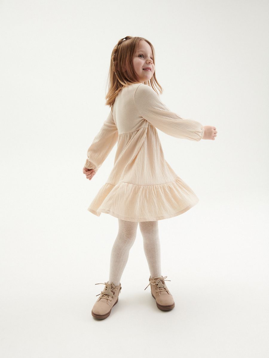 Dress with decorated buttons - beige - RESERVED - 8