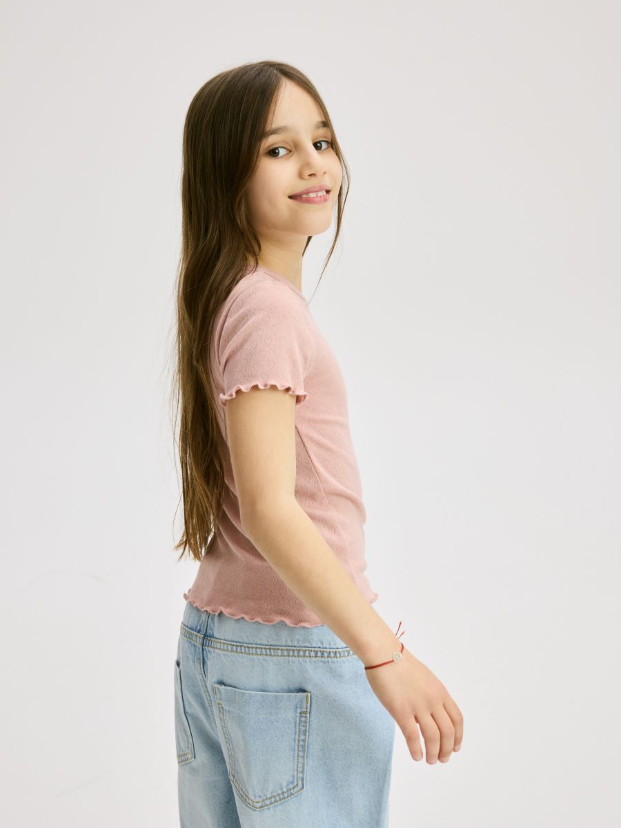 Openwork t-shirt - pastel pink - RESERVED - 6