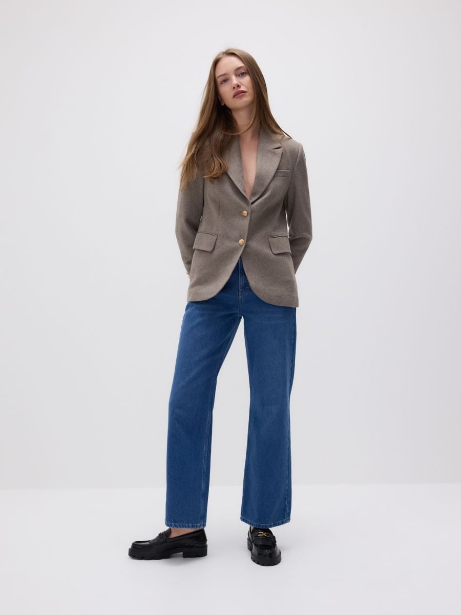 Single-breasted blazer with wool blend - beige - RESERVED - 2