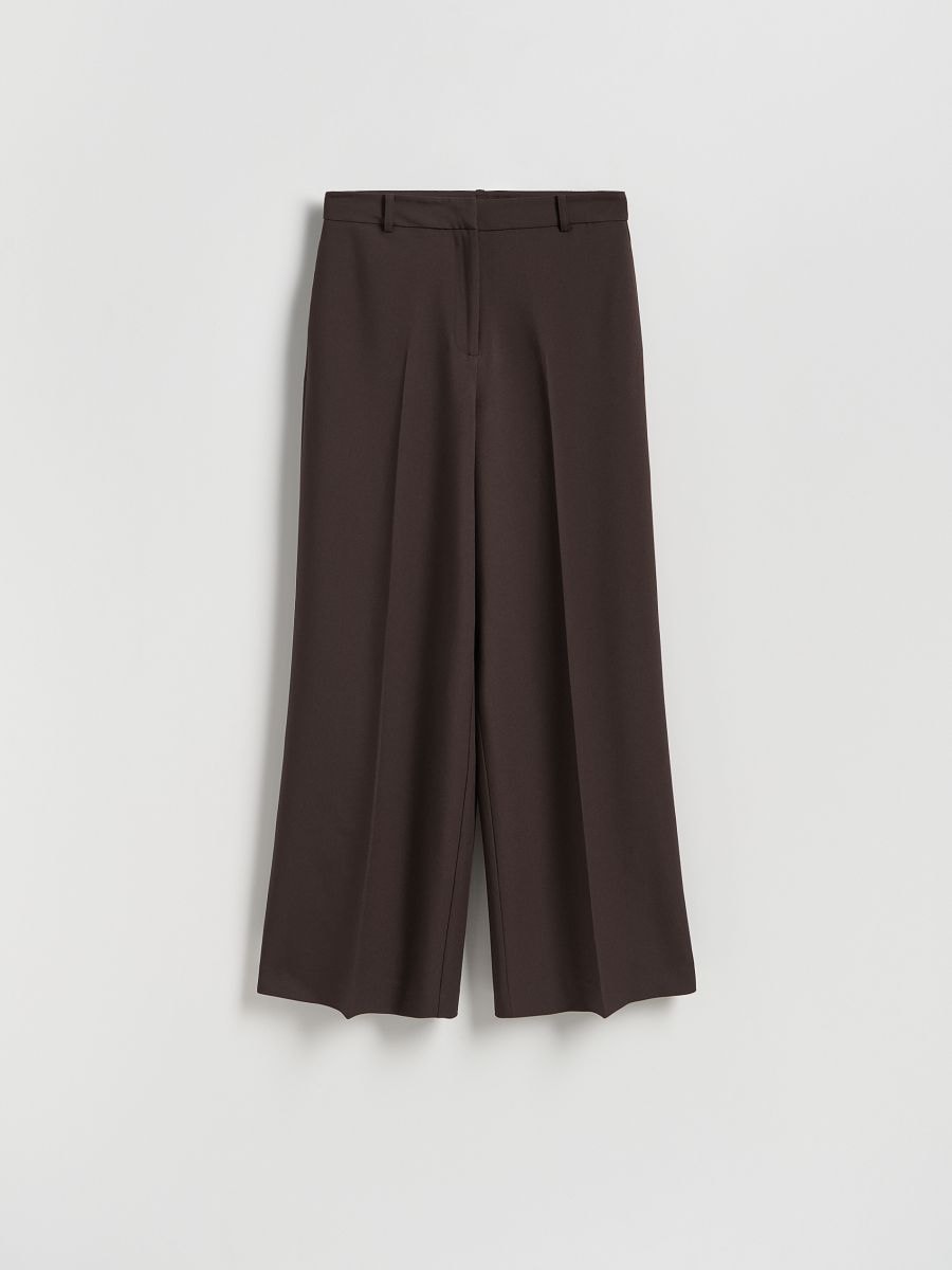 Wide trousers with crease - dark brown - RESERVED