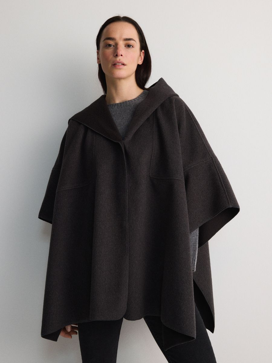 Hooded poncho - dark grey - RESERVED