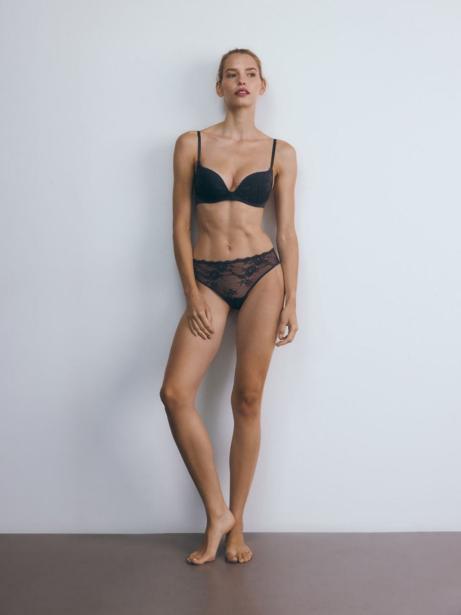 Super push-up bh met kant - ANTRACIET - RESERVED - 2