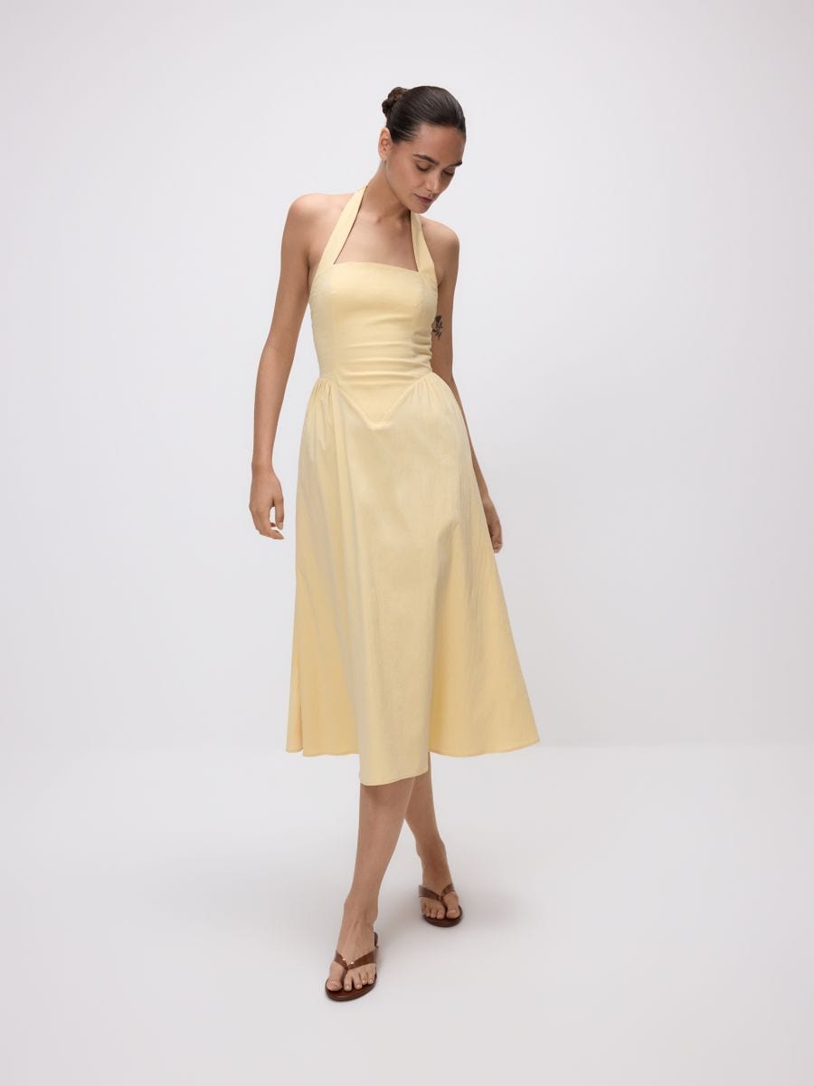 Robe midi en coton - jaune clair - RESERVED - 2