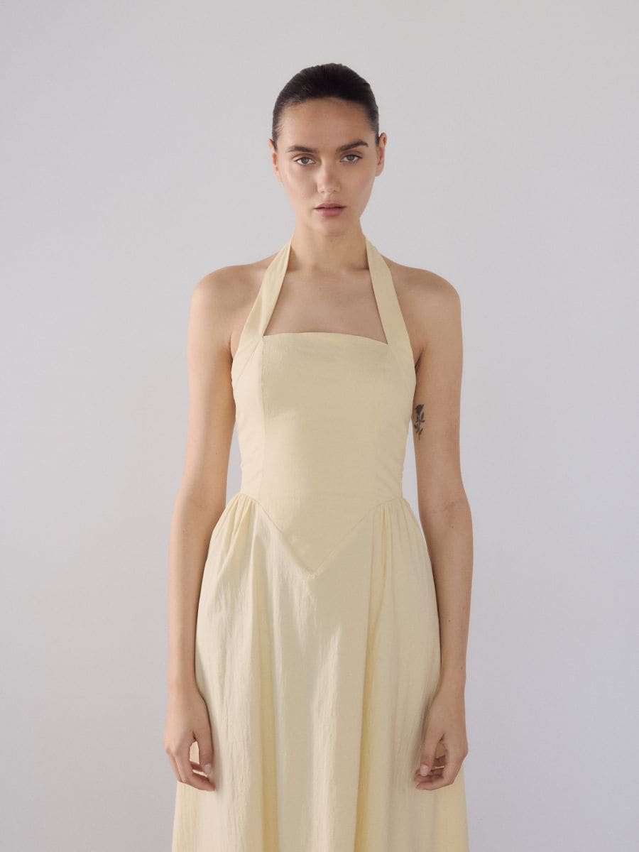 Robe midi en coton - jaune clair - RESERVED - 6