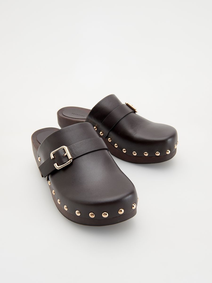 LADIES` MULES - dark brown - RESERVED - 2