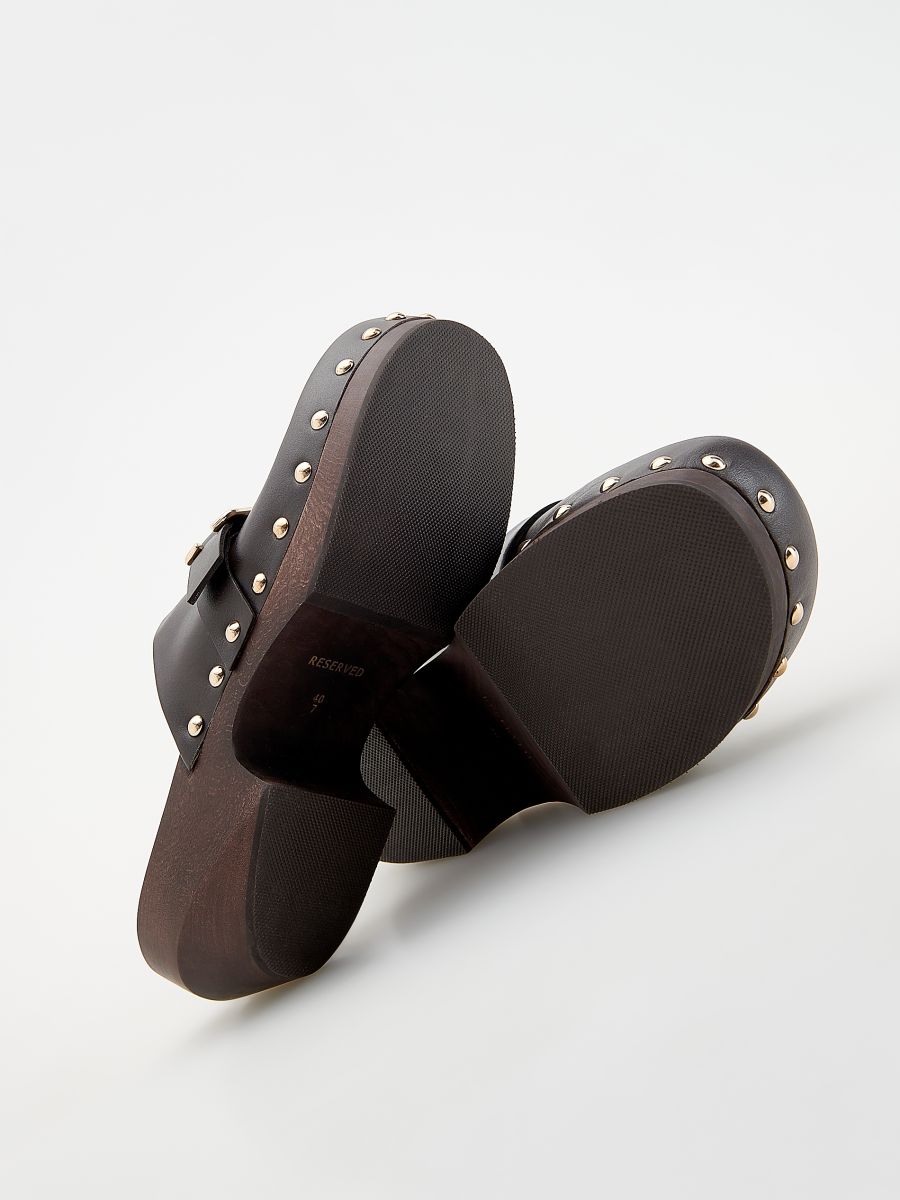 LADIES` MULES - dark brown - RESERVED - 5