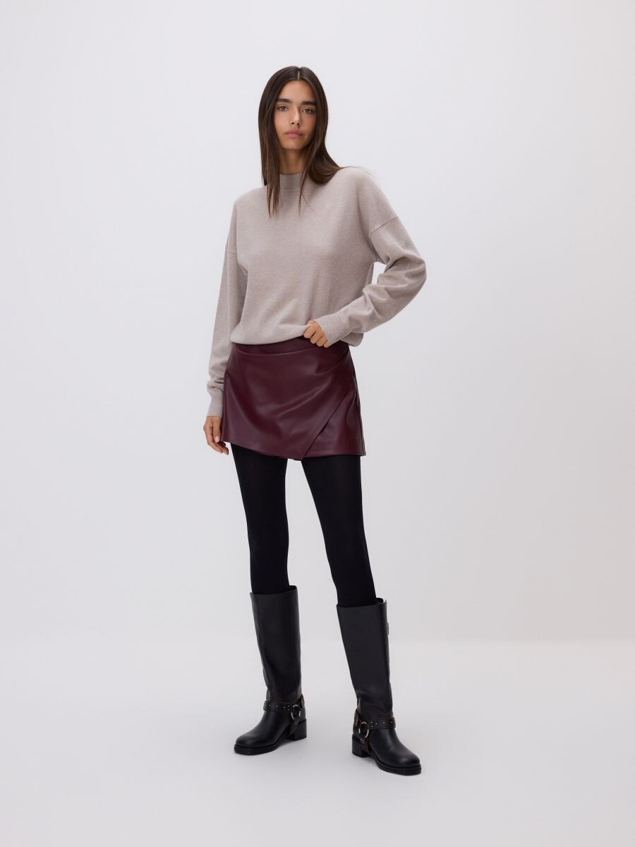 Gonna pantalone in ecopelle - bordeaux - RESERVED