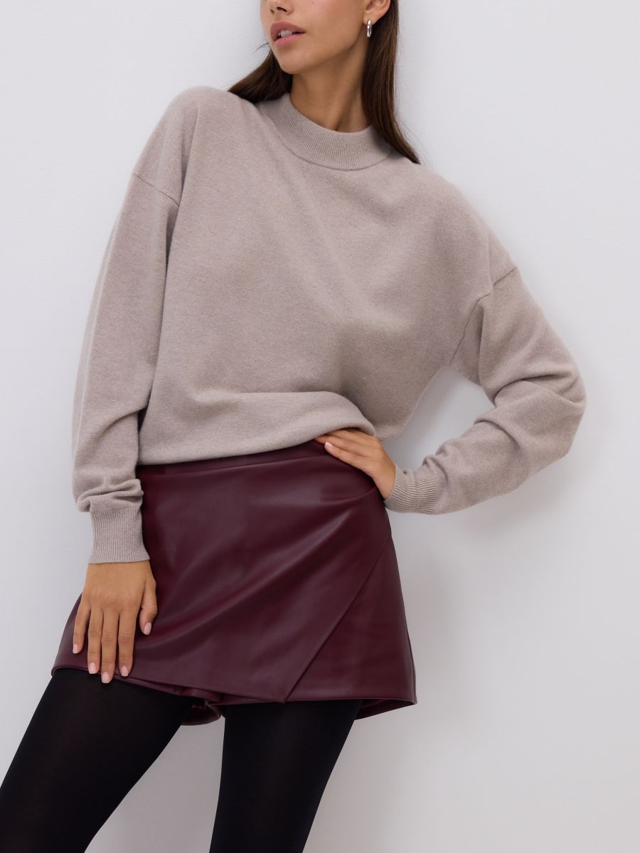 Gonna pantalone in ecopelle - bordeaux - RESERVED