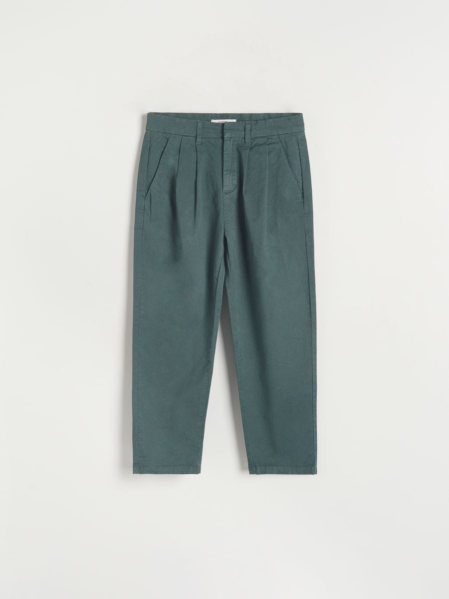 Pantaloni cu croi larg - verde-închis - RESERVED