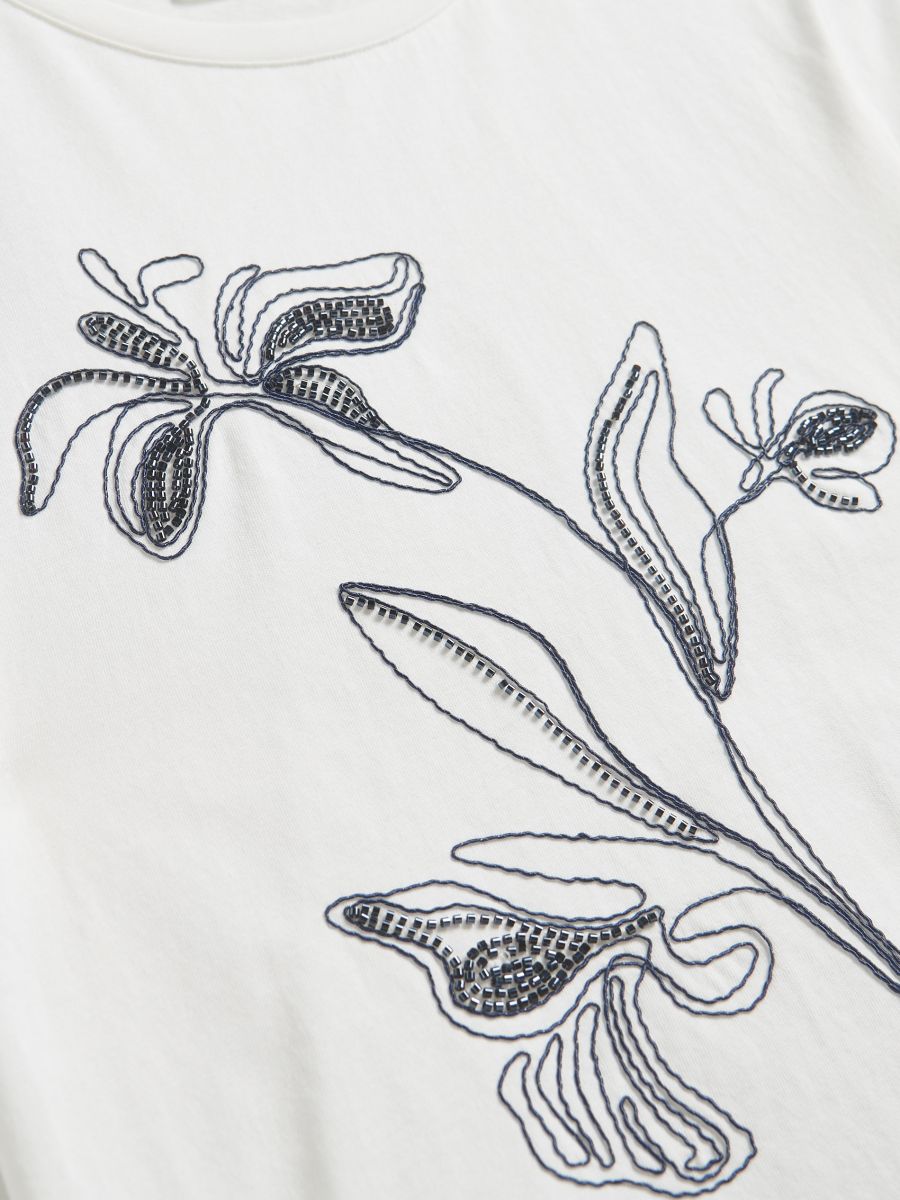 T-shirt with embroidered pattern - cream - RESERVED - 6