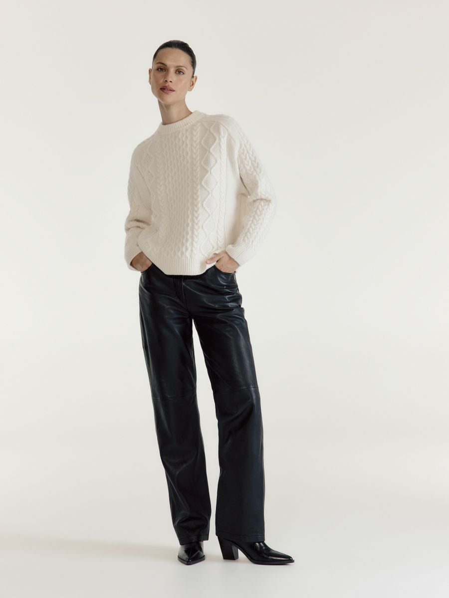 Wool rich jumper with cashmere blend - nude - RESERVED