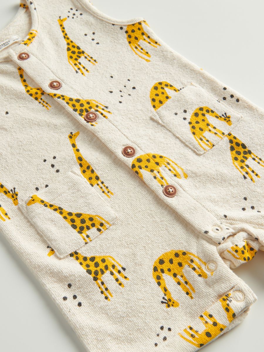 Cotton romper suit with giraffe pattern - nude - RESERVED - 3