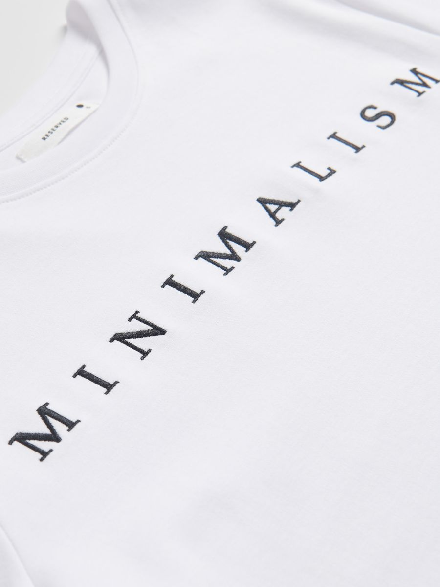 T-shirt with embroidered slogan - white - RESERVED - 2