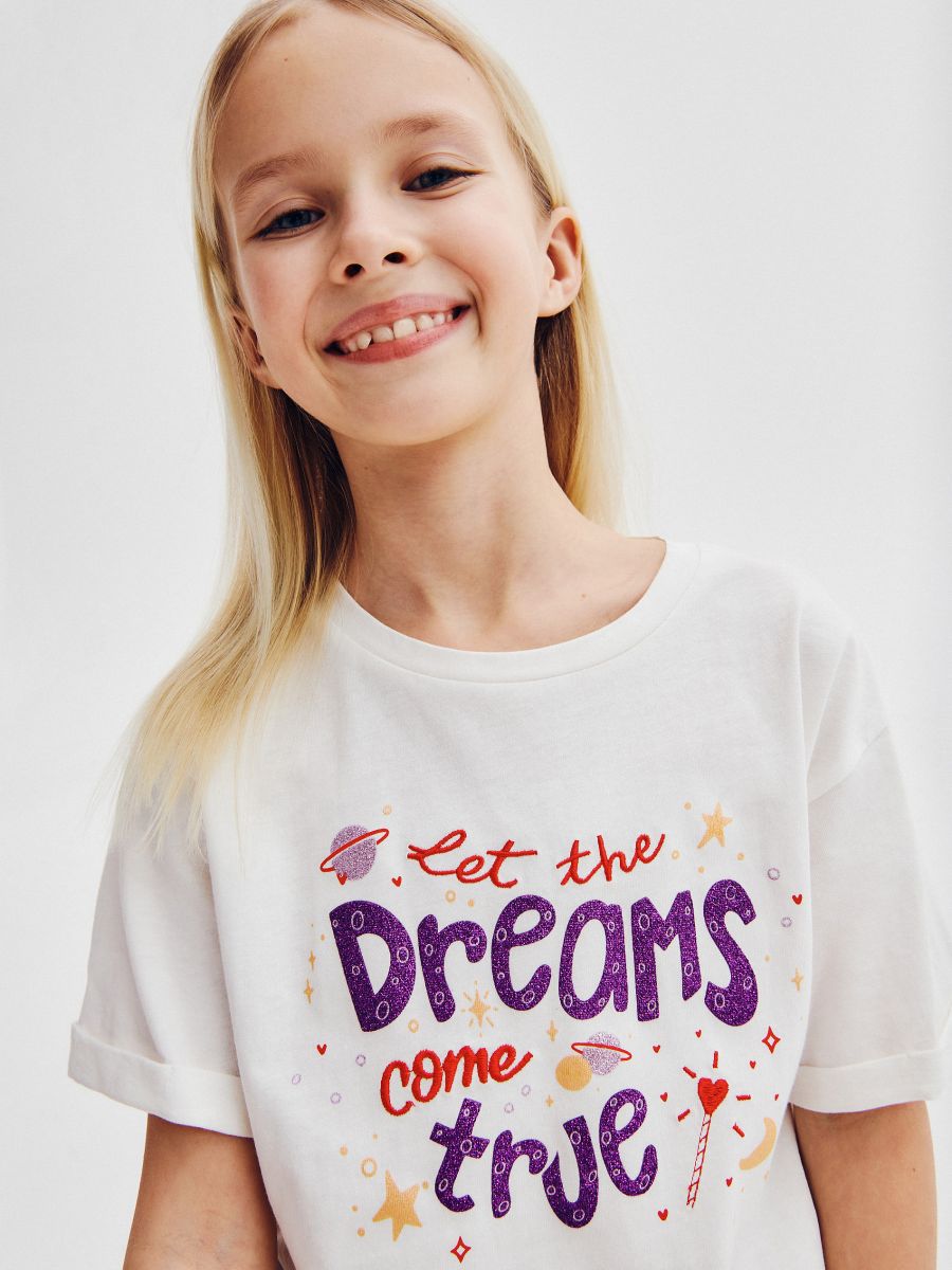 T-shirt em algodão com aplicação - creme - RESERVED - 4